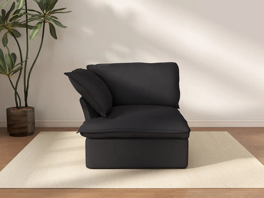 Deluxe Cloud Black 1-Seater Single Sofa | 1-Piece, Linen and Cotton Fabric, Washable Covers
