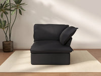 Deluxe Cloud Black 1-Seater Single Sofa | 1-Piece, Linen and Cotton Fabric, Washable Covers