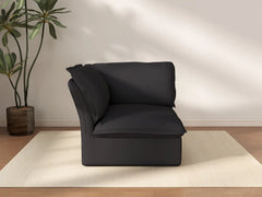 Deluxe Cloud Black 1-Seater Single Sofa | 1-Piece, Linen and Cotton Fabric, Washable Covers