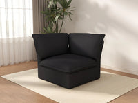 Deluxe Cloud Black 1-Seater Single Sofa | 1-Piece, Linen and Cotton Fabric, Washable Covers