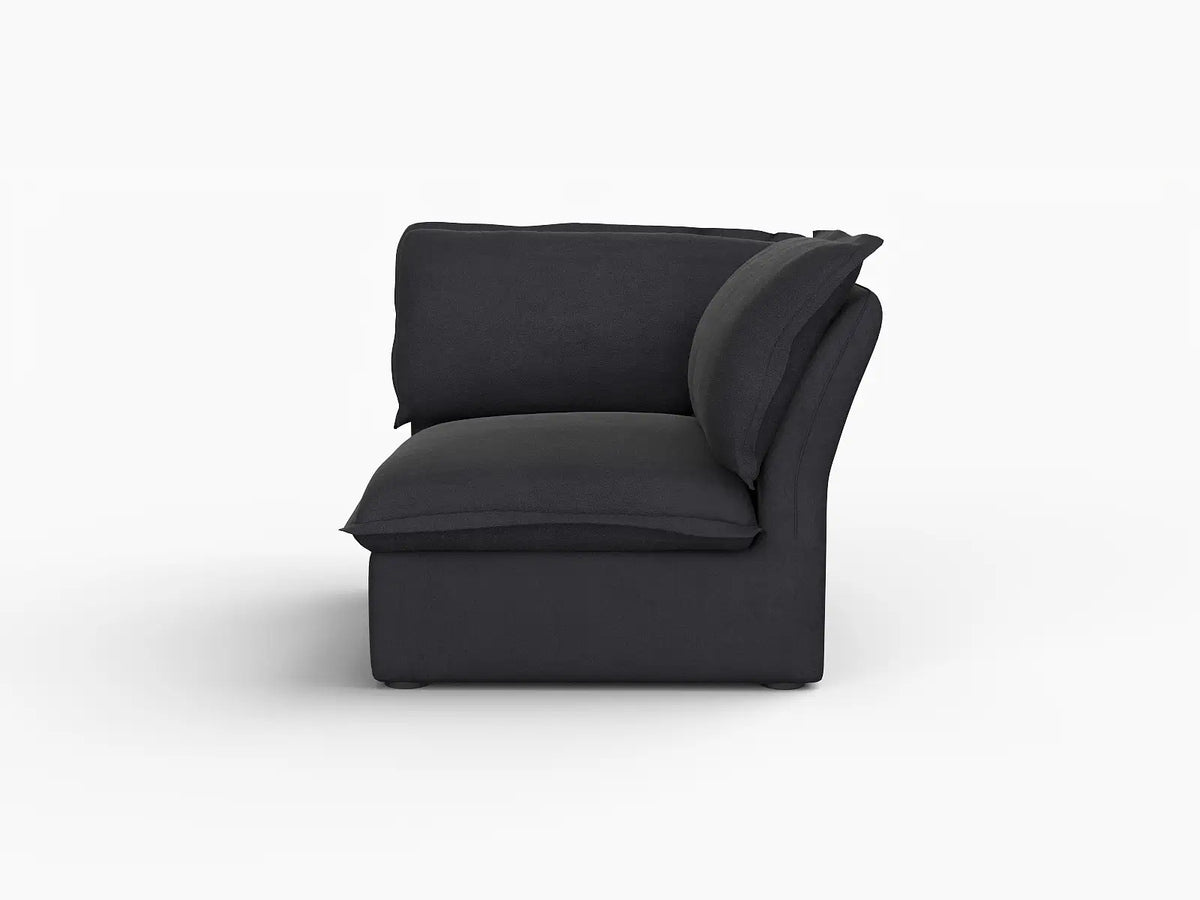 Deluxe Cloud Black 1-Seater Single Sofa | 1-Piece, Linen and Cotton Fabric, Washable Covers