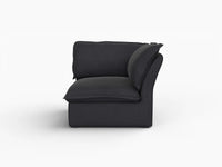 Deluxe Cloud Black 1-Seater Single Sofa | 1-Piece, Linen and Cotton Fabric, Washable Covers