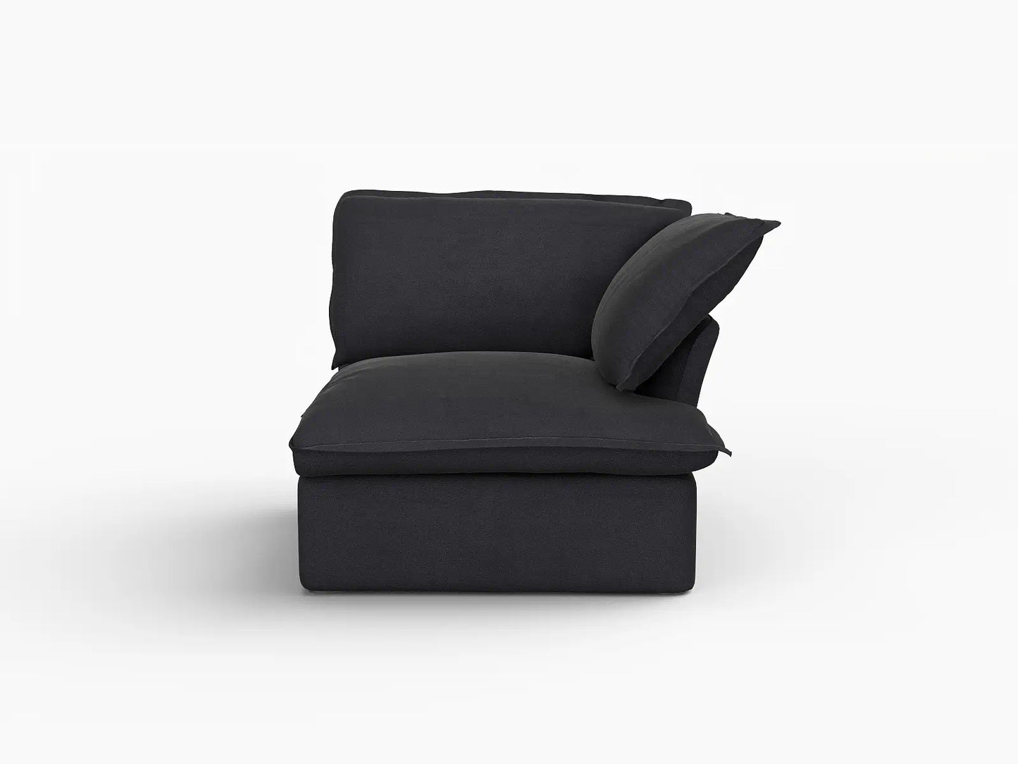 Deluxe Cloud Black 1-Seater Single Sofa | 1-Piece, Linen and Cotton Fabric, Washable Covers