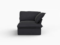 Deluxe Cloud Black 1-Seater Single Sofa | 1-Piece, Linen and Cotton Fabric, Washable Covers