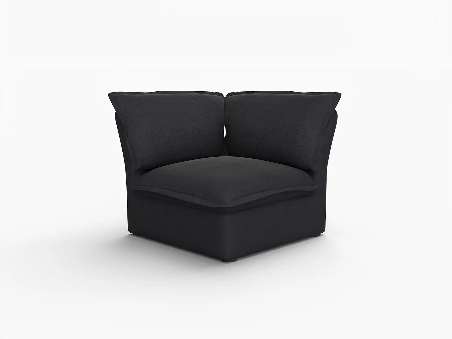 Deluxe Cloud Black 1-Seater Single Sofa | 1-Piece, Linen and Cotton Fabric, Washable Covers