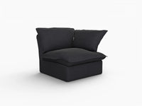 Deluxe Cloud Black 1-Seater Single Sofa | 1-Piece, Linen and Cotton Fabric, Washable Covers