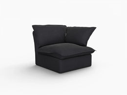 Deluxe Linen Cloud Sectional Sofas Covers | Black Linen Sofa Cover for Left Armrest Seat