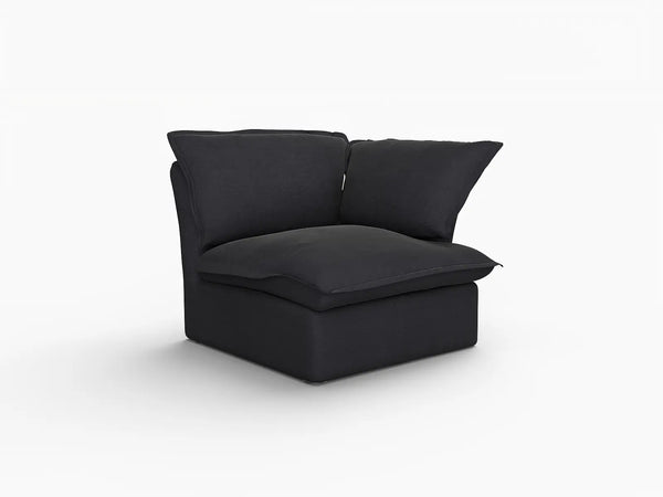 Deluxe Linen Cloud Sectional Sofas Covers | Black Linen Sofa Cover for Left Armrest Seat