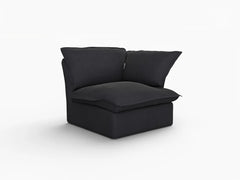 Deluxe Linen Cloud Sectional Sofas Covers | Black Linen Sofa Cover for Left Armrest Seat