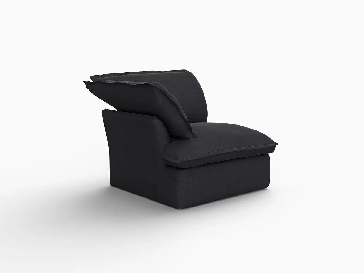 Deluxe Linen Cloud Sectional Sofas Covers | Black Cotton and Linen Sofa Covers Right Armrest Seat