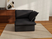 Deluxe Cloud Black 1-Seater Single Sofa | 1-Piece, Linen and Cotton Fabric, Washable Covers