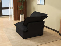 Deluxe Cloud Black 1-Seater Single Sofa | 1-Piece, Linen and Cotton Fabric, Washable Covers