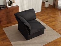 Deluxe Cloud Black 1-Seater Single Sofa | 1-Piece, Linen and Cotton Fabric, Washable Covers