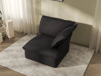 Deluxe Cloud Black 1-Seater Single Sofa | 1-Piece, Linen and Cotton Fabric, Washable Covers