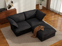 Deluxe Linen Cloud Sectional Sofas Covers | Black Linen and Cotton Sofa Cover for 2-Seater with 1-Ottoman