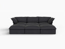 Deluxe Linen Cloud Sectional Sofas Covers | Black Linen and Cotton Sofa Cover for 3-Seater with 3-Ottoman