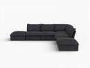 Fundas de sofá seccional Deluxe Linen Cloud | Funda de sofá de lino y algodón negro para 4 plazas con 2 otomanas