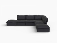 Deluxe Linen Cloud Sectional Sofas Covers | Black Linen and Cotton Sofa Cover for 4-Seater with 2-Ottoman