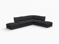 Deluxe Linen Cloud Sectional Sofas Covers | Black Linen and Cotton Sofa Cover for 4-Seater with 2-Ottoman