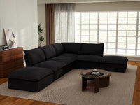 Deluxe Linen Cloud Sectional Sofas Covers | Black Linen and Cotton Sofa Cover for 4-Seater with 2-Ottoman
