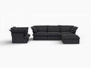Deluxe Linen Cloud Sectional Sofas Covers | Black Linen and Cotton Sofa Cover for 4-Seater with 1-Ottoman