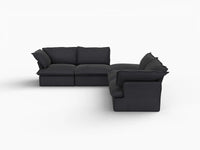 Deluxe Linen Cloud Sectional Sofas Covers | Black Linen and Cotton Sofa Cover for 4-Seater with 1-Ottoman