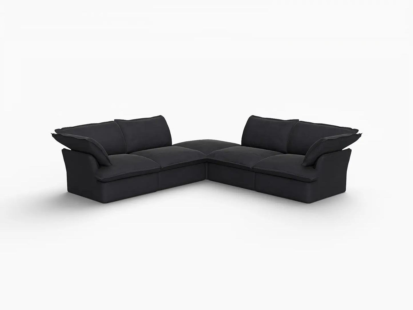 Deluxe Linen Cloud Sectional Sofas Covers | Black Linen and Cotton Sofa Cover for 4-Seater with 1-Ottoman