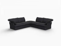 Deluxe Linen Cloud Sectional Sofas Covers | Black Linen and Cotton Sofa Cover for 4-Seater with 1-Ottoman