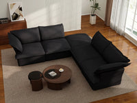 Deluxe Linen Cloud Sectional Sofas Covers | Black Linen and Cotton Sofa Cover for 4-Seater with 1-Ottoman