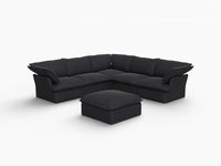Fundas de sofá seccionales Deluxe Linen Cloud | Funda de sofá de lino y algodón negro para 5 plazas con 1 otomana