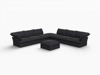 Fundas de sofá seccional de lino de lujo Cloud | Funda de sofá de lino y algodón negro para 6 plazas con 2 otomanas