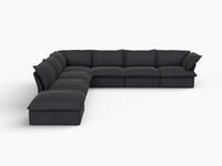 Fundas para sofá seccional Deluxe Linen Cloud | Funda de sofá de lino y algodón negro para 6 plazas con 1 otomana