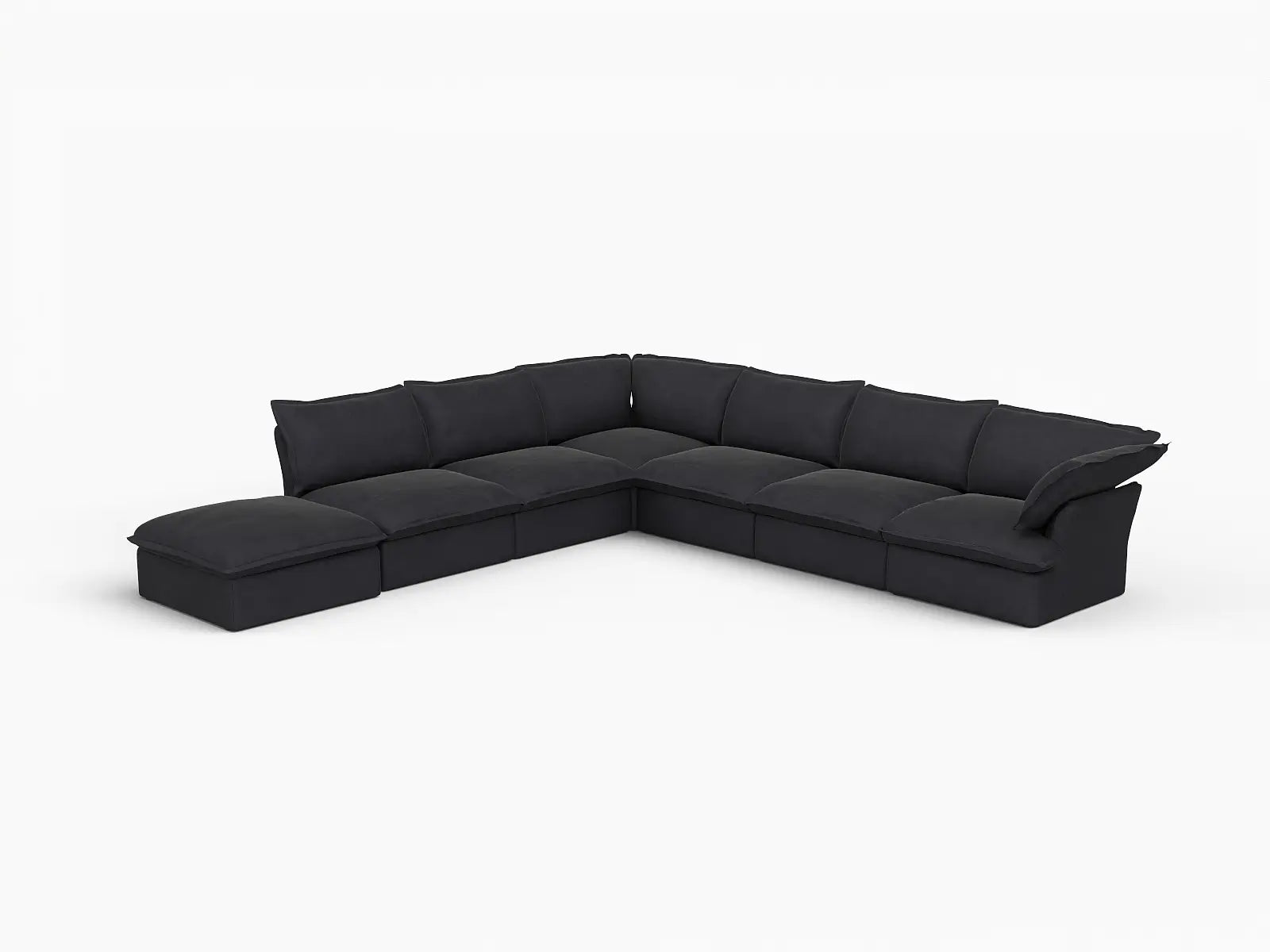 Fundas para sofá seccional Deluxe Linen Cloud | Funda de sofá de lino y algodón negro para 6 plazas con 1 otomana