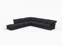 Fundas para sofá seccional Deluxe Linen Cloud | Funda de sofá de lino y algodón negro para 6 plazas con 1 otomana