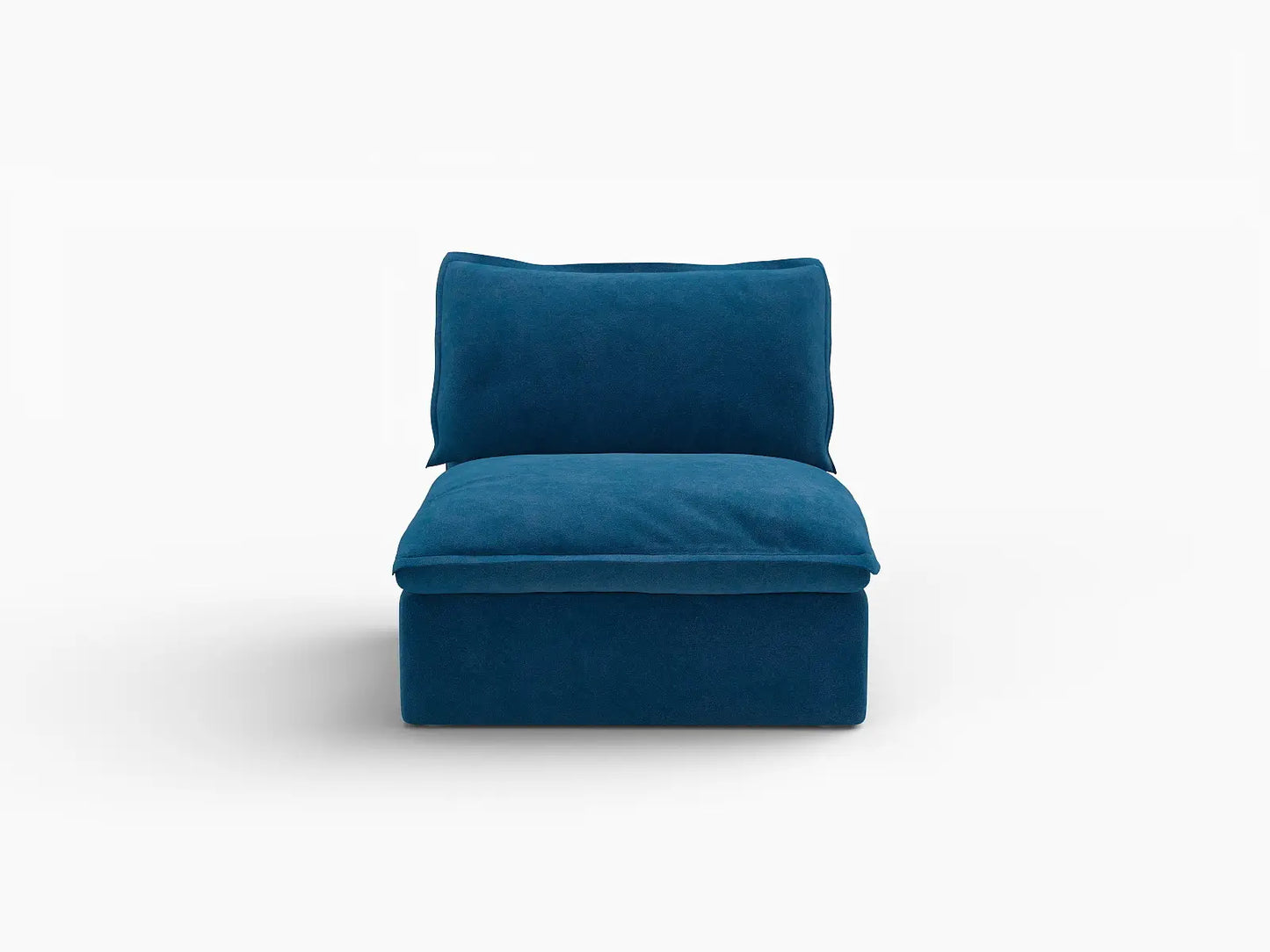 Deluxe Cloud Blue 1-Seater Single Sofa | 1-Piece, Velvet Fabric, Washable Covers