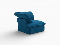 Deluxe Cloud Blue 1-Seater Single Sofa | 1-Piece, Velvet Fabric, Washable Covers