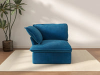 Deluxe Cloud Blue 1-Seater Single Sofa | 1-Piece, Velvet Fabric, Washable Covers