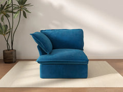 Deluxe Cloud Blue 1-Seater Single Sofa | 1-Piece, Velvet Fabric, Washable Covers