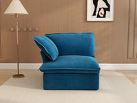 Deluxe Cloud Blue 1-Seater Single Sofa | 1-Piece, Velvet Fabric, Washable Covers