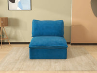 Deluxe Cloud Blue 1-Seater Single Sofa | 1-Piece, Velvet Fabric, Washable Covers