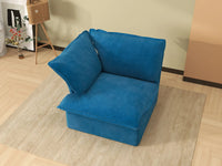 Deluxe Cloud Blue 1-Seater Single Sofa | 1-Piece, Velvet Fabric, Washable Covers