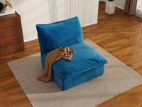 Deluxe Cloud Blue 1-Seater Single Sofa | 1-Piece, Velvet Fabric, Washable Covers