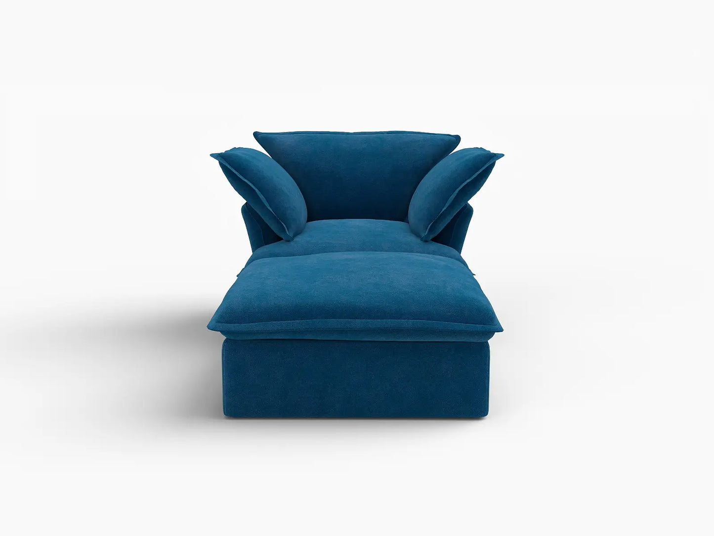Deluxe Cloud Blue 1-Seater Single Sofa | 2-Piece (includes 1 ottoman), Velvet Fabric, Storage Ottoman