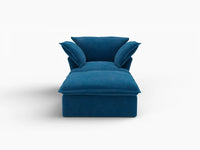 Deluxe Cloud Blue 1-Seater Single Sofa | 2-Piece (includes 1 ottoman), Velvet Fabric, Storage Ottoman