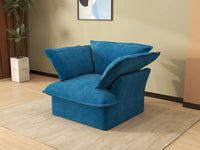 Deluxe Cloud Blue 1-Seater Sofa | 1-Piece, Velvet Fabric, Washable Covers