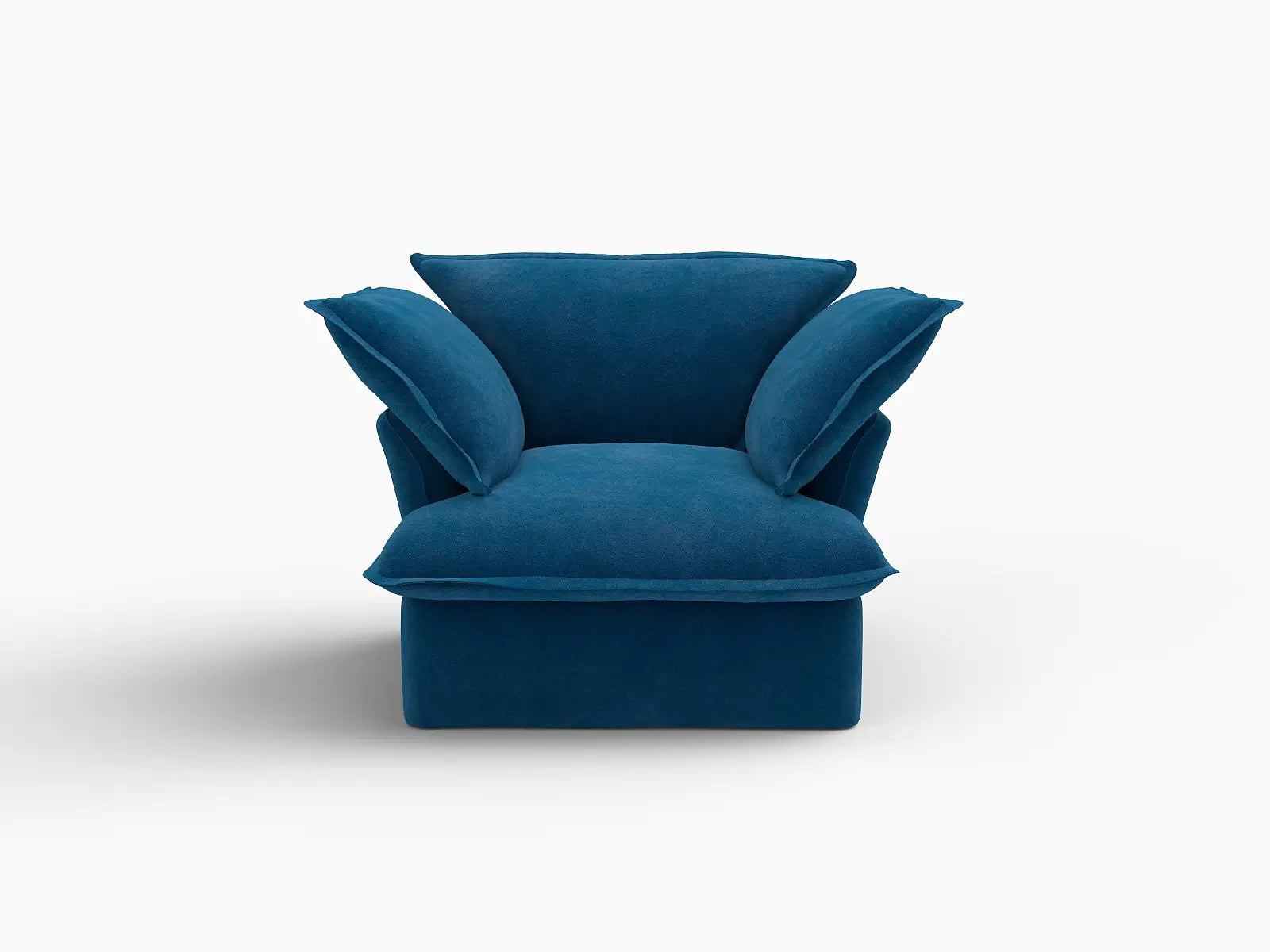 Sofá de 1 plaza de lujo color azul nube | 1 pieza, tela de terciopelo, fundas lavables