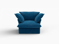 Deluxe Cloud Blue 1-Seater Sofa | 1-Piece, Velvet Fabric, Washable Covers