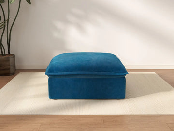 Puf de almacenamiento individual Deluxe Cloud Blue | 1 pieza (incluye 1 puf), tela de terciopelo, fundas lavables