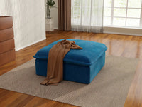 Deluxe Cloud Blue 1-Seater Storage Ottoman | 1-Piece (includes 1 ottoman), Velvet Fabric, Washable Covers