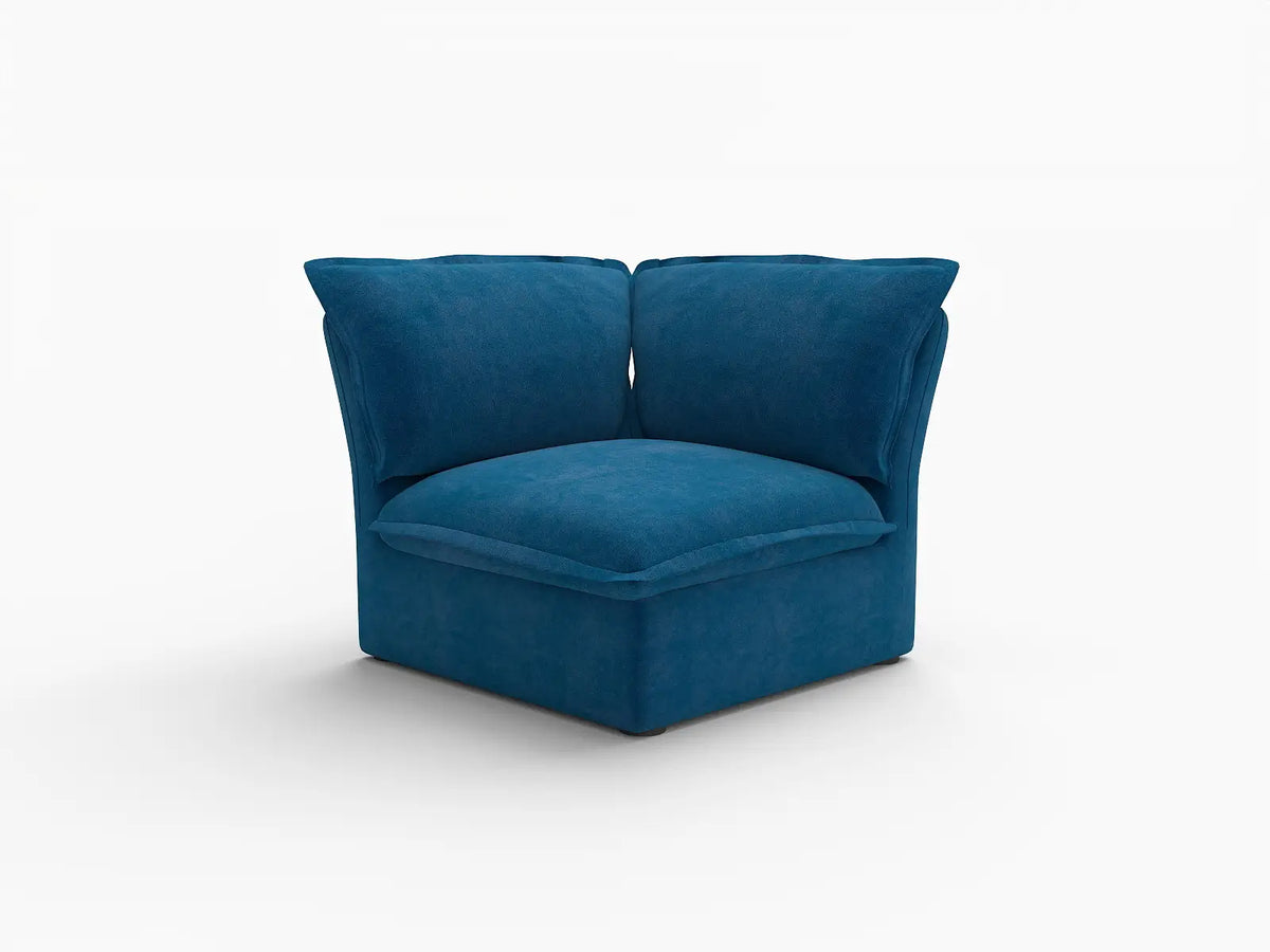 Deluxe Cloud Blue 1-Seater Velvet Single Sofa | 1-Piece, Washable Covers